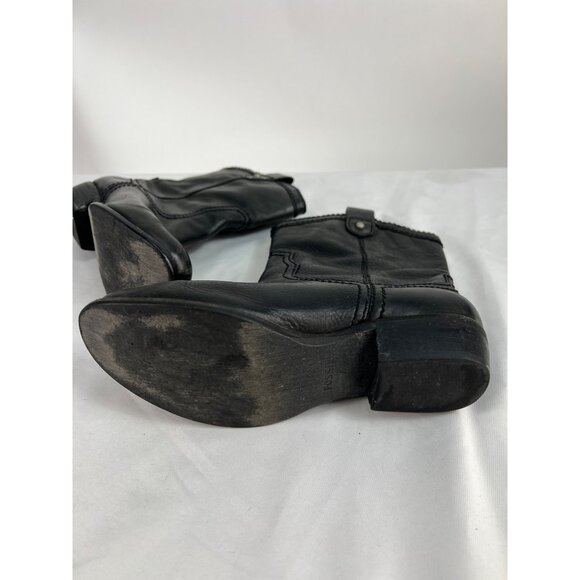 Fossil Women Black Leather Cowboy Western Festival Boots sz 7 - Picture 6 of 8